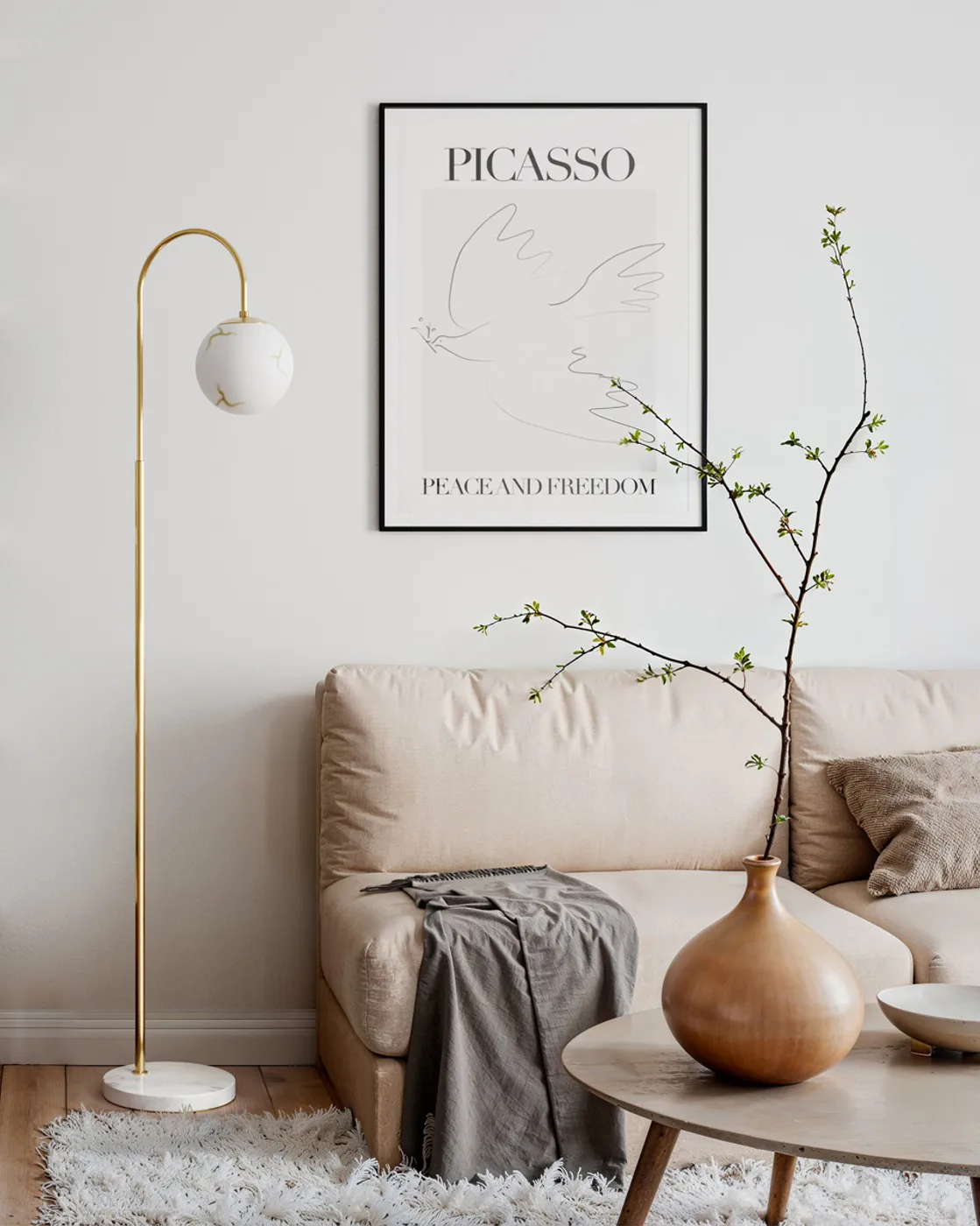 Bellagio Stehlampe 163 cm, Messing-weiß By Rydéns