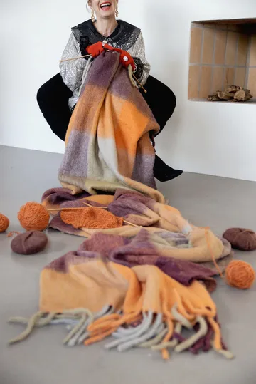 Check Wolldecke - Mixed orange - Byon