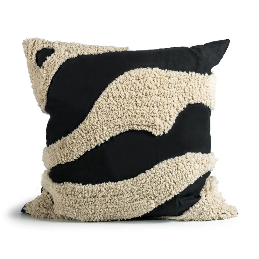 Fluffy Kissen 50 x 50cm, Black-beige, 50x50 cm Byon