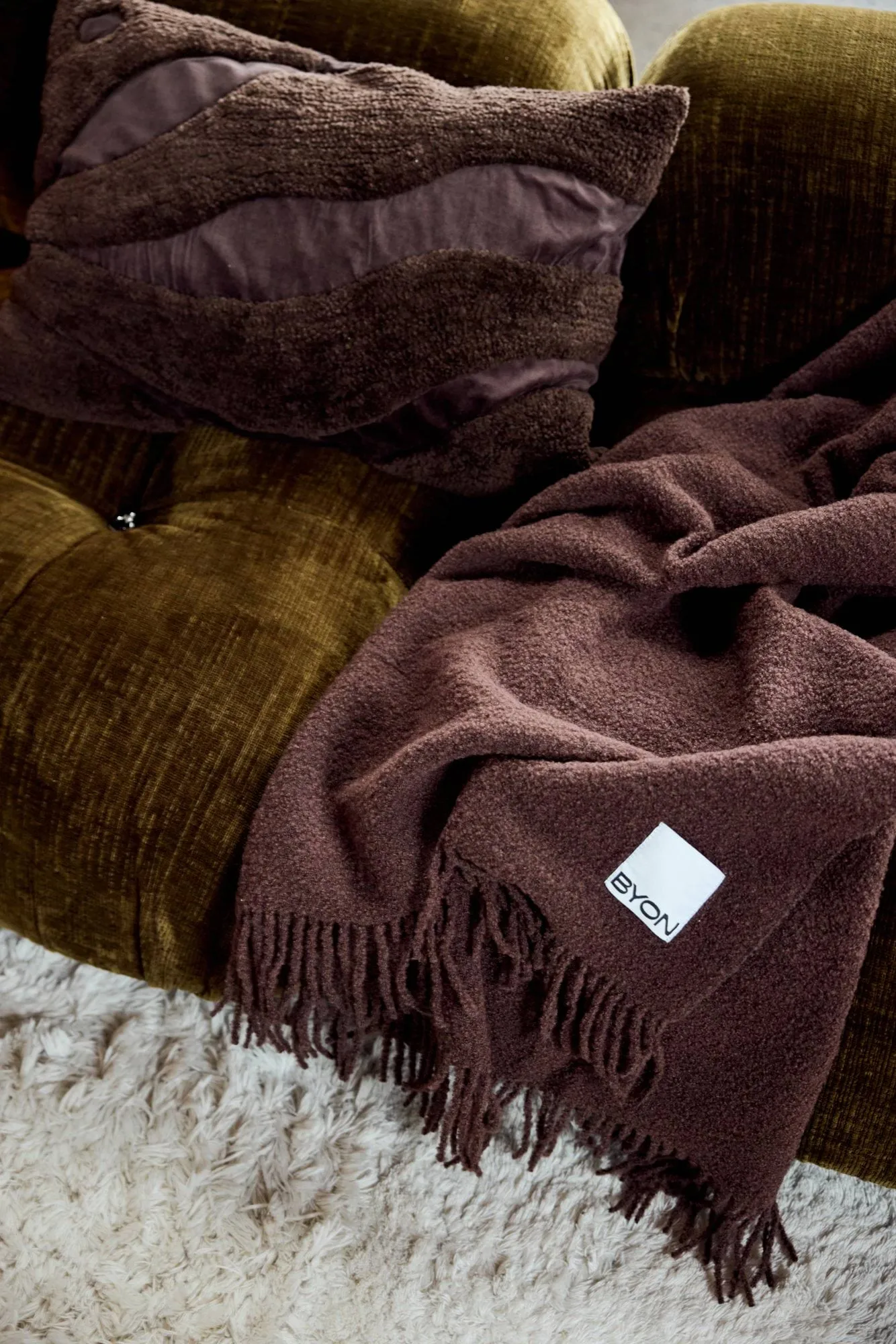 Fluffy Kissen 50 x 50cm, Braun, 40x60 cm Byon