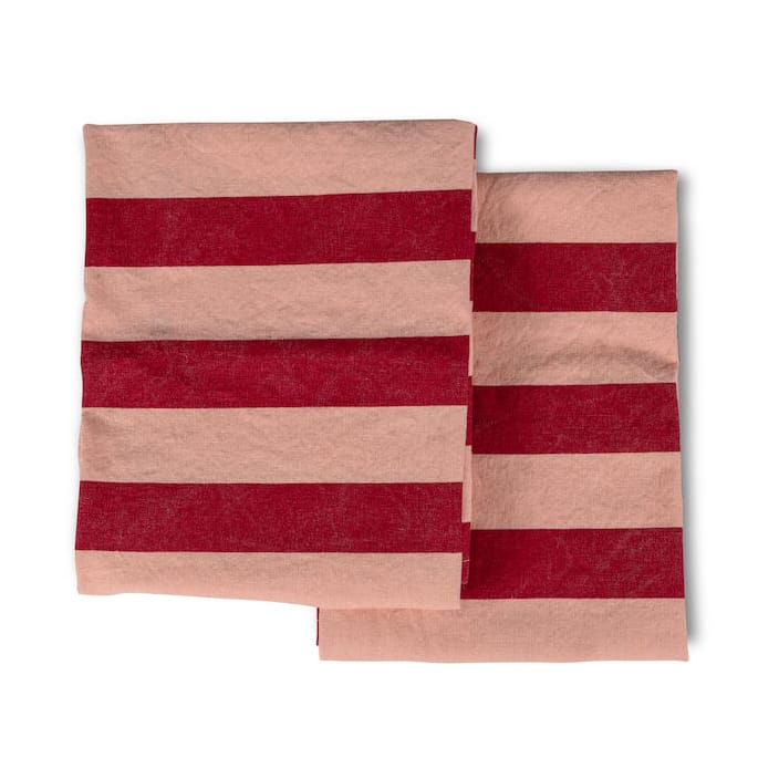 Leya stripe Geschirrtuch 50x70cm 2er Pack - Rot -rosa - Byon