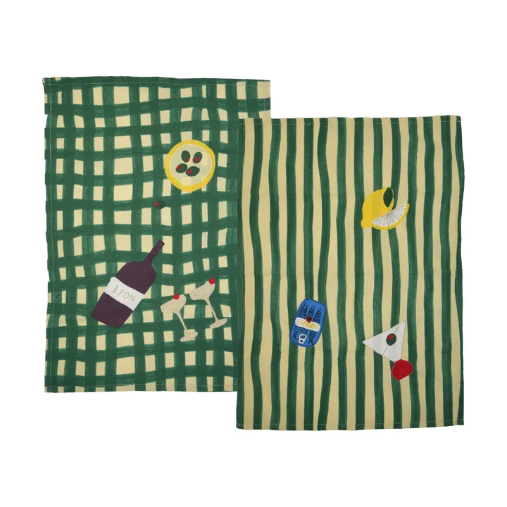 Sera Küchentuch 2er-Pack - Grün, 50x70 cm - Byon