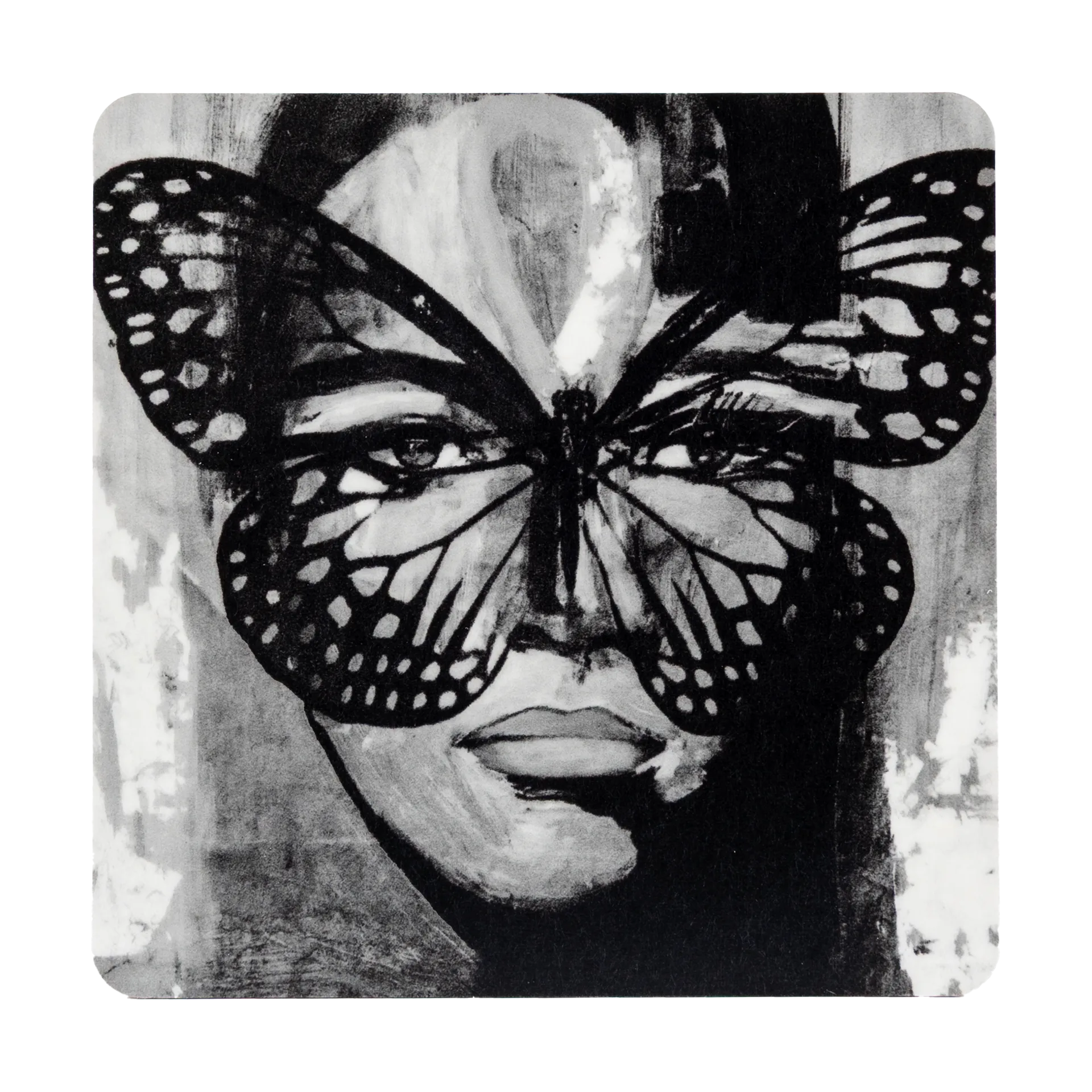 Golden Butterfly Glasuntersetzer 9x9 cm, Black-white Carolina Gynning