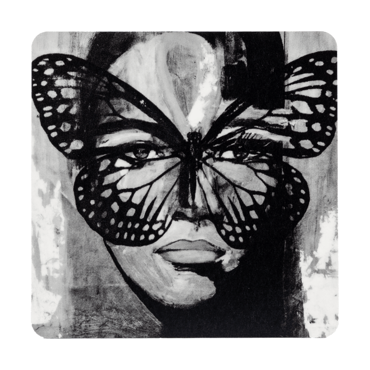 Golden Butterfly Glasuntersetzer 9x9 cm - Black-white - Carolina Gynning