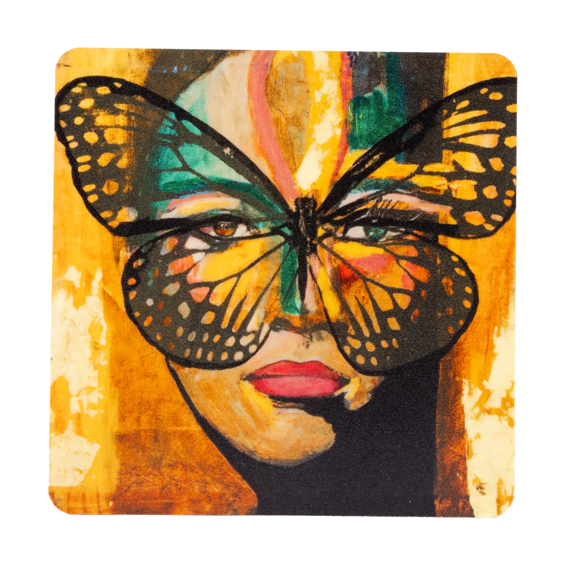 Golden Butterfly Glasuntersetzer 9x9 cm, Orange-black Carolina Gynning