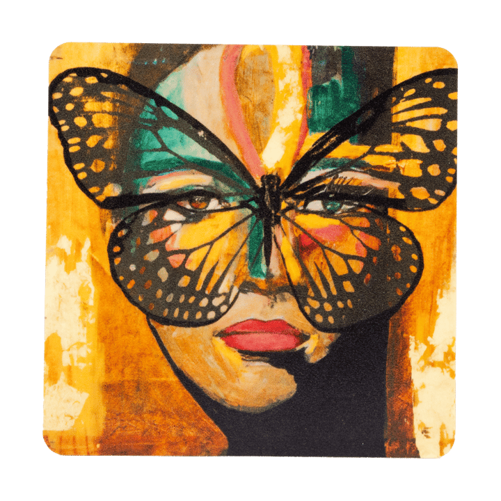 Golden Butterfly Glasuntersetzer 9x9 cm - Orange-black - Carolina Gynning