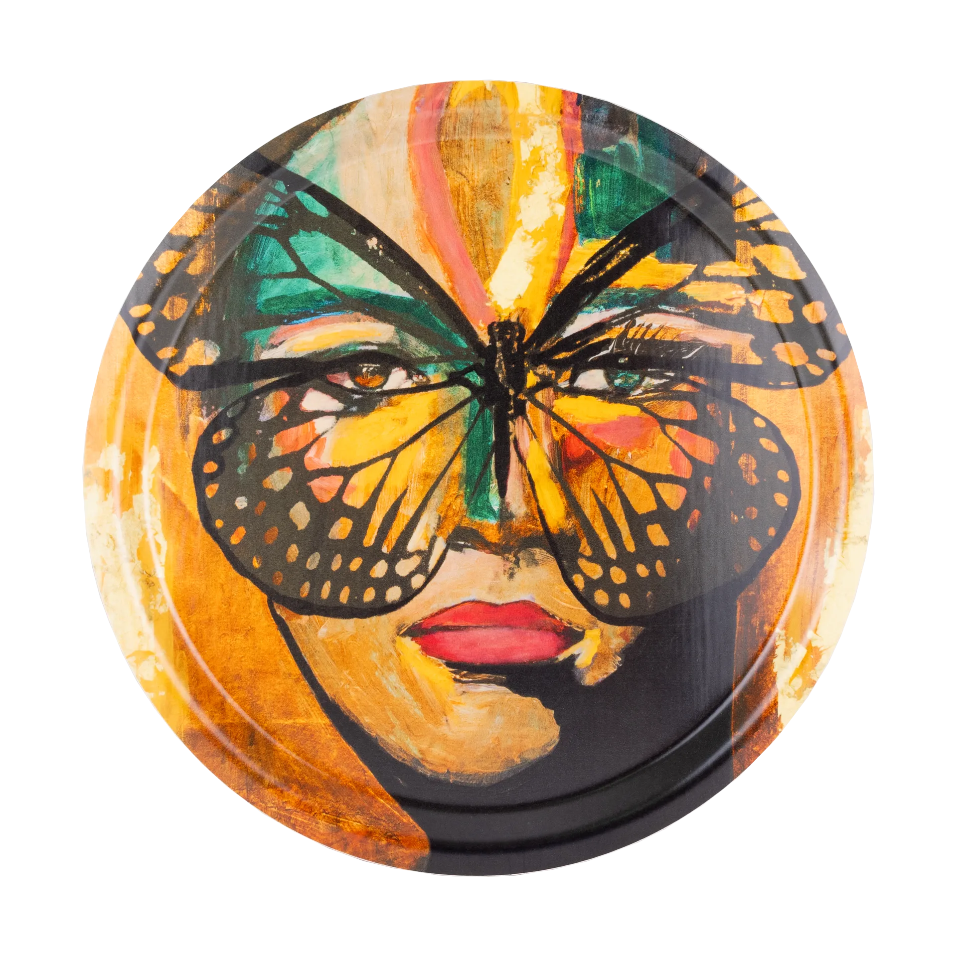 Golden Butterfly Tablett Ø31 cm, Orange-black Carolina Gynning