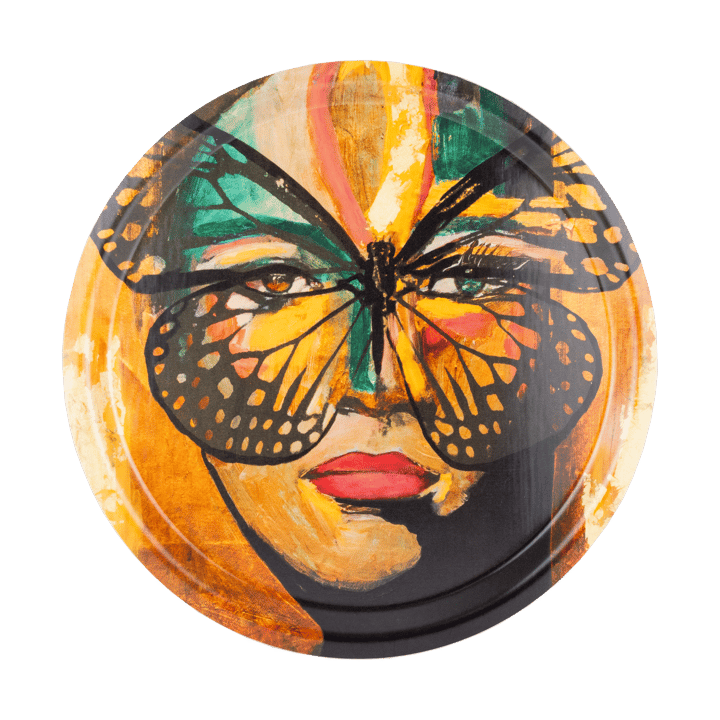 Golden Butterfly Tablett Ø31 cm - Orange-black - Carolina Gynning