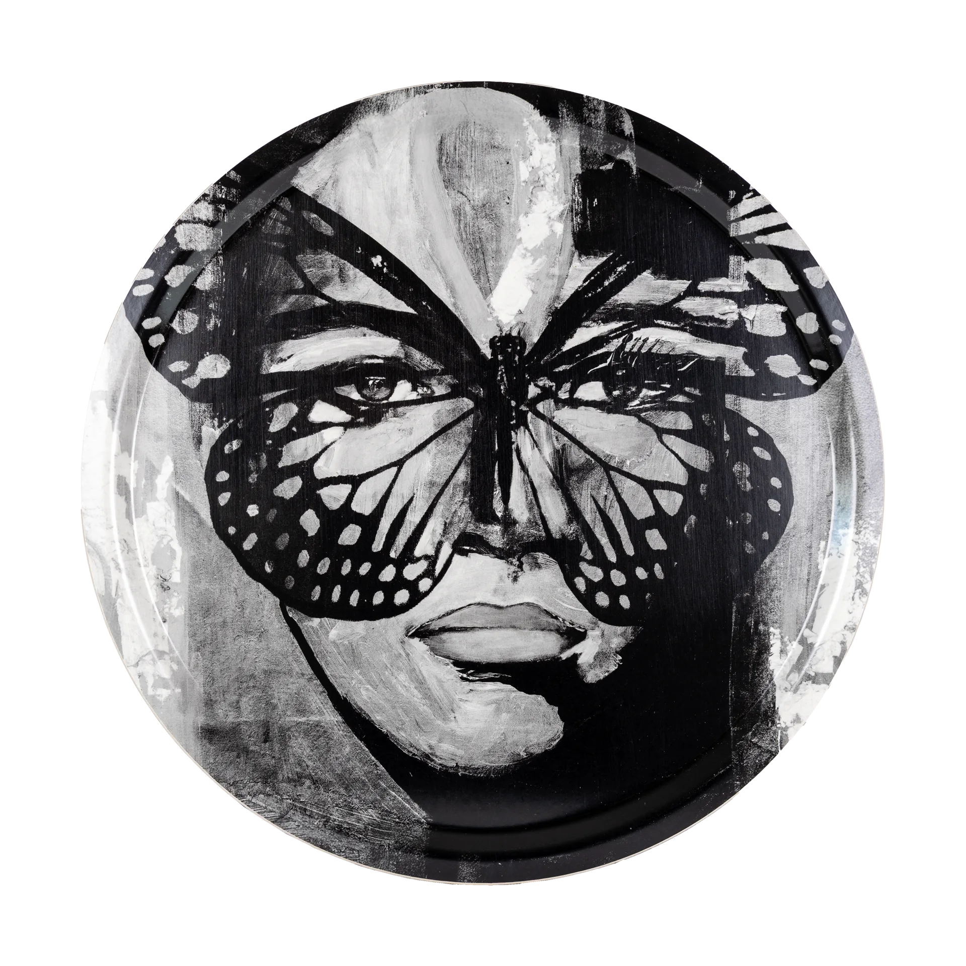 Golden Butterfly Tablett Ø46 cm, Black-white Carolina Gynning