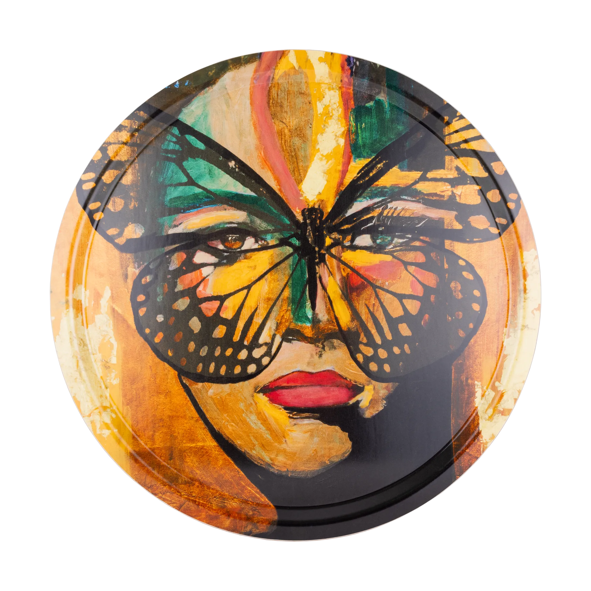 Golden Butterfly Tablett Ø46 cm, Orange-black Carolina Gynning