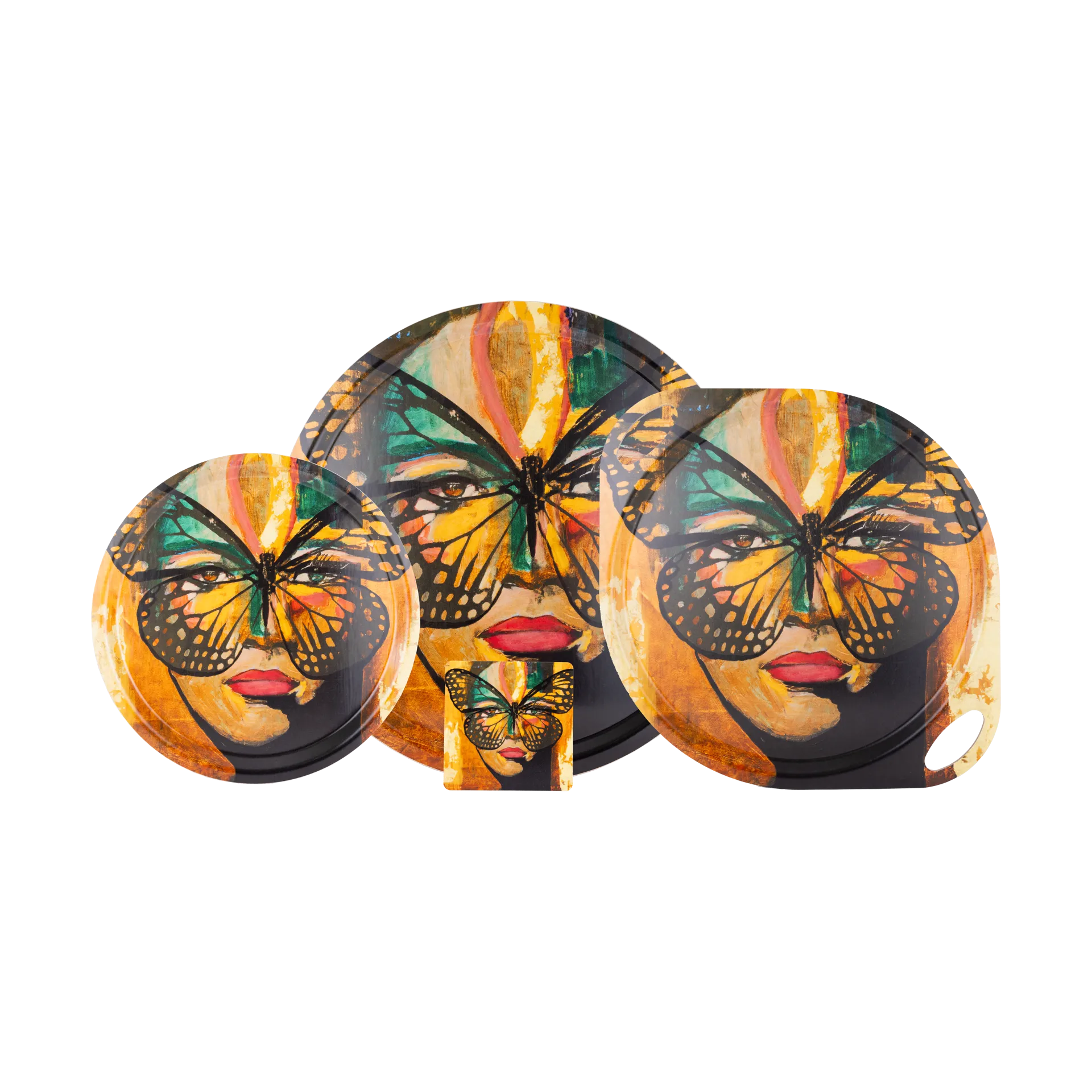 Golden Butterfly Tablett Ø46 cm, Orange-black Carolina Gynning