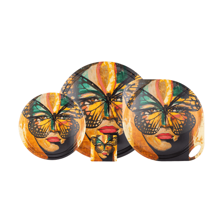 Golden Butterfly Tablett Ø46 cm, Orange-black Carolina Gynning