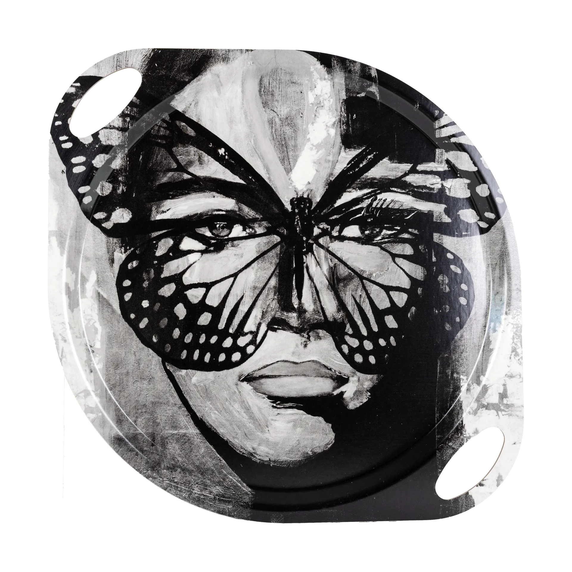 Golden Butterfly Tablett mit Griffen 38x47 cm, Black-white Carolina Gynning
