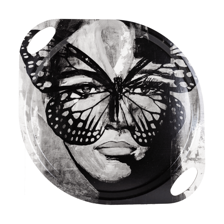 Golden Butterfly Tablett mit Griffen 38x47 cm - Black-white - Carolina Gynning