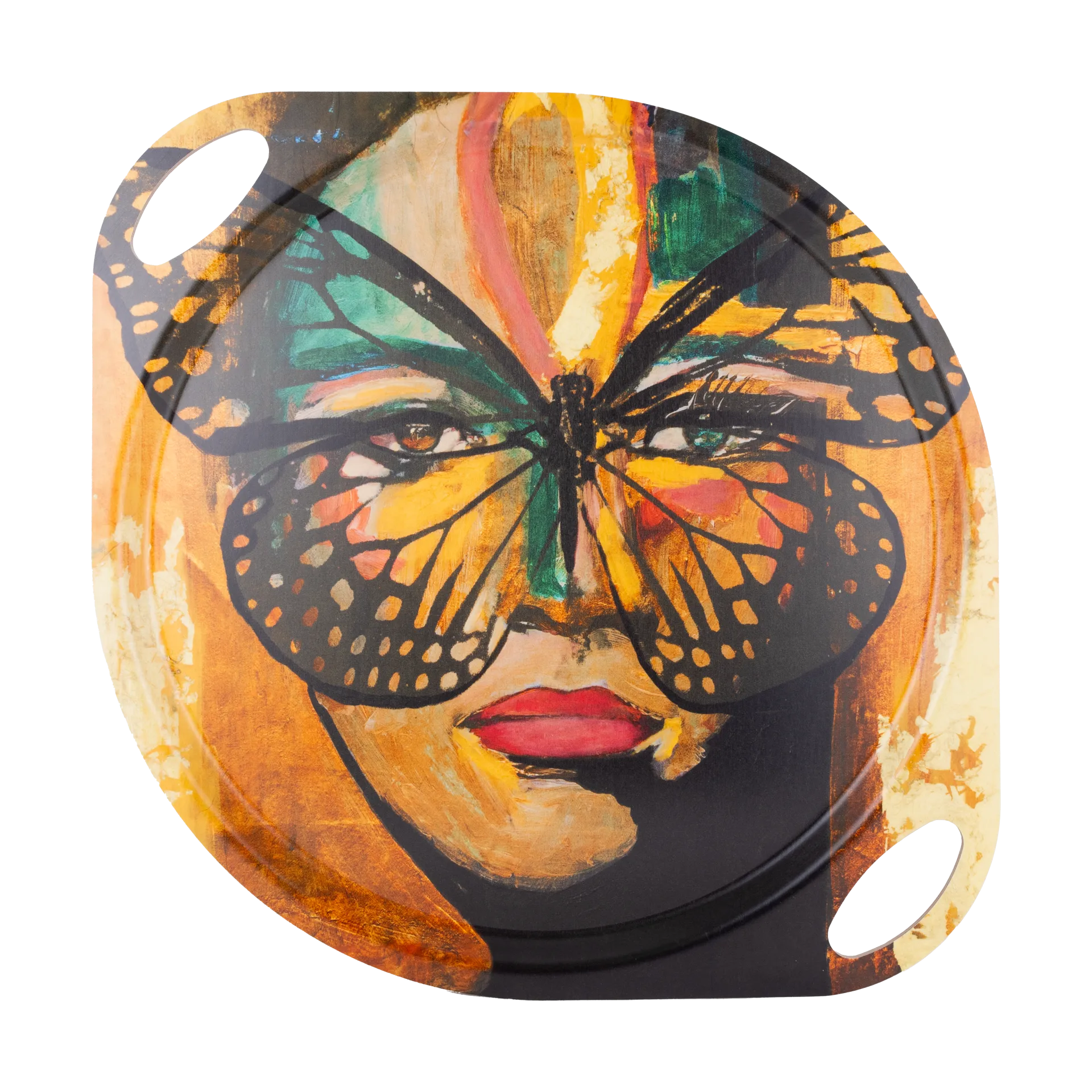 Golden Butterfly Tablett mit Griffen 38x47 cm, Orange-black Carolina Gynning