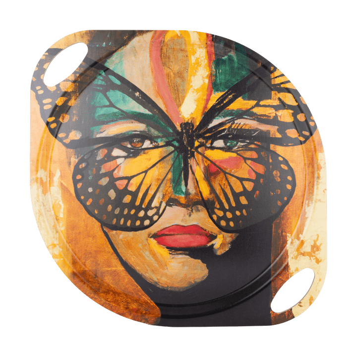 Golden Butterfly Tablett mit Griffen 38x47 cm - Orange-black - Carolina Gynning