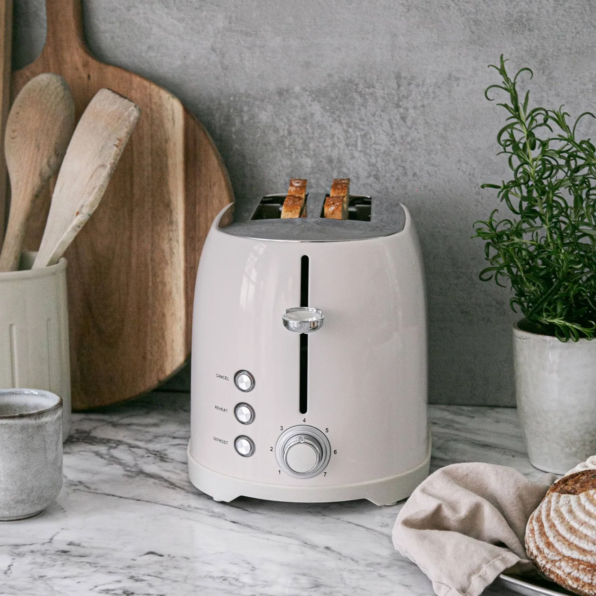 Champion Creme White Toaster für 2 Scheiben, Beige Champion