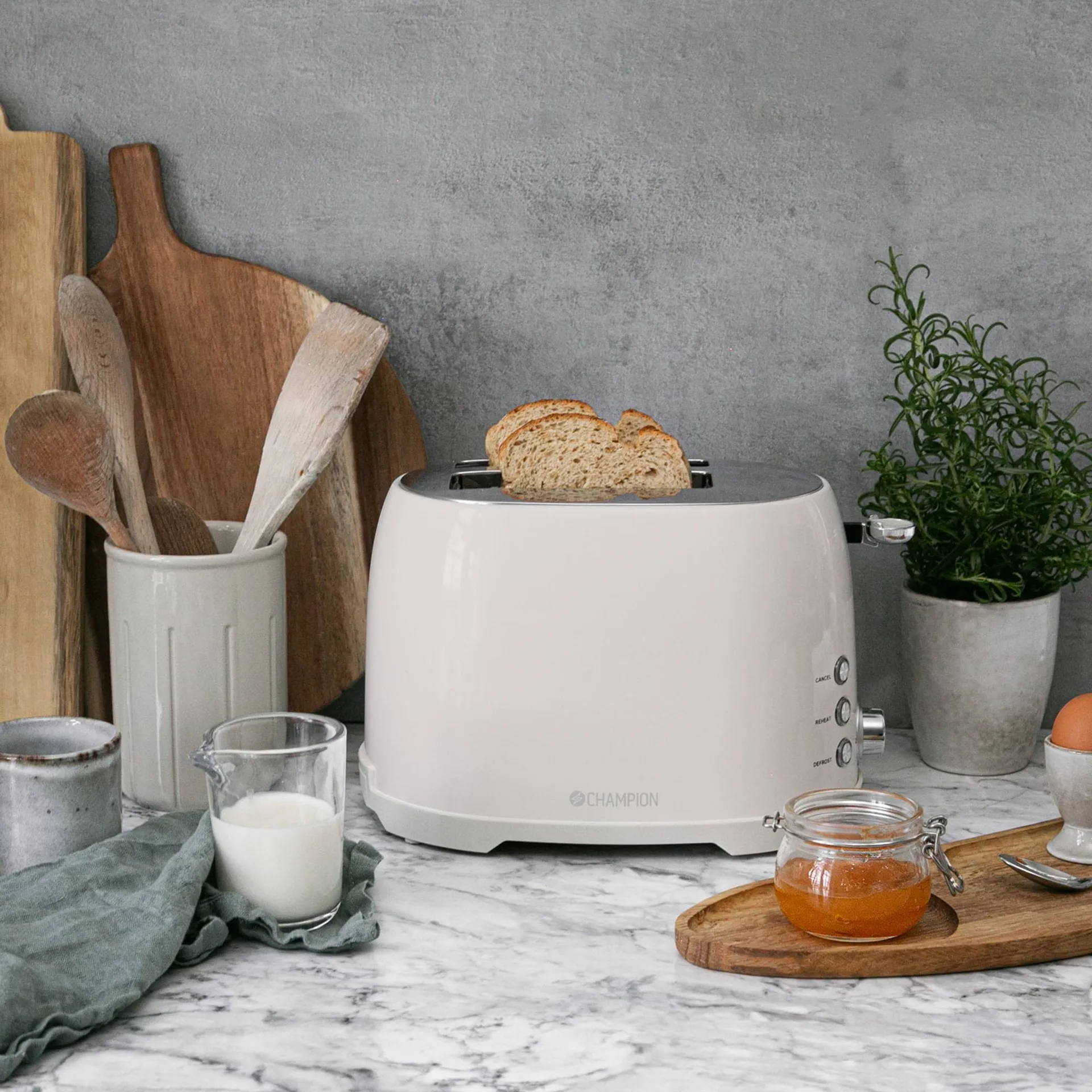 Champion Creme White Toaster für 2 Scheiben, Beige Champion