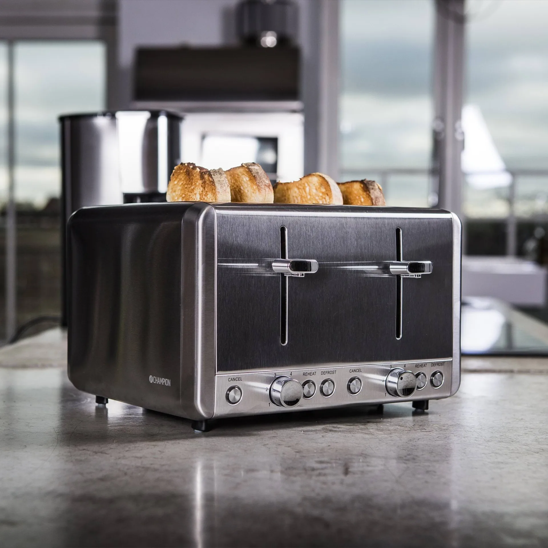 Champion Toaster 4 Scheiben, Edelstahl Champion
