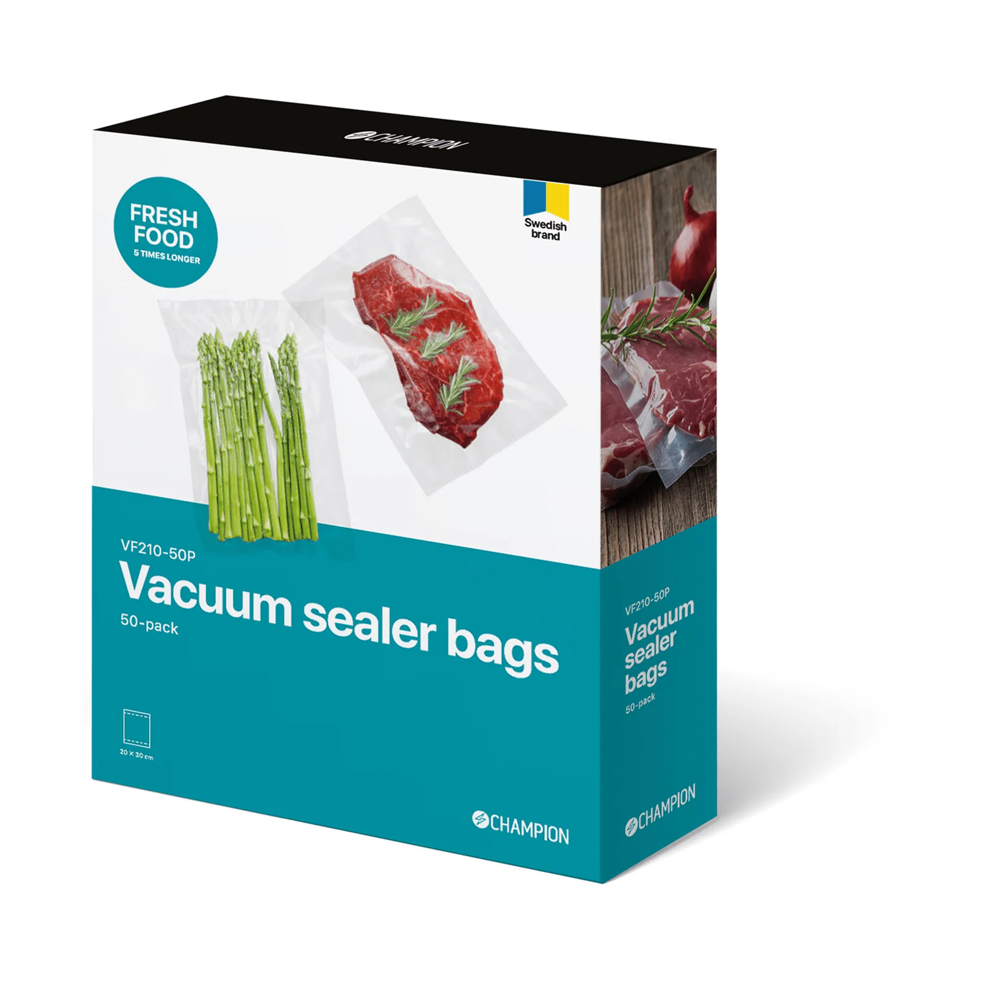Champion Vakuumbeutel 50er-Pack, Transparent, 20x30 cm Champion