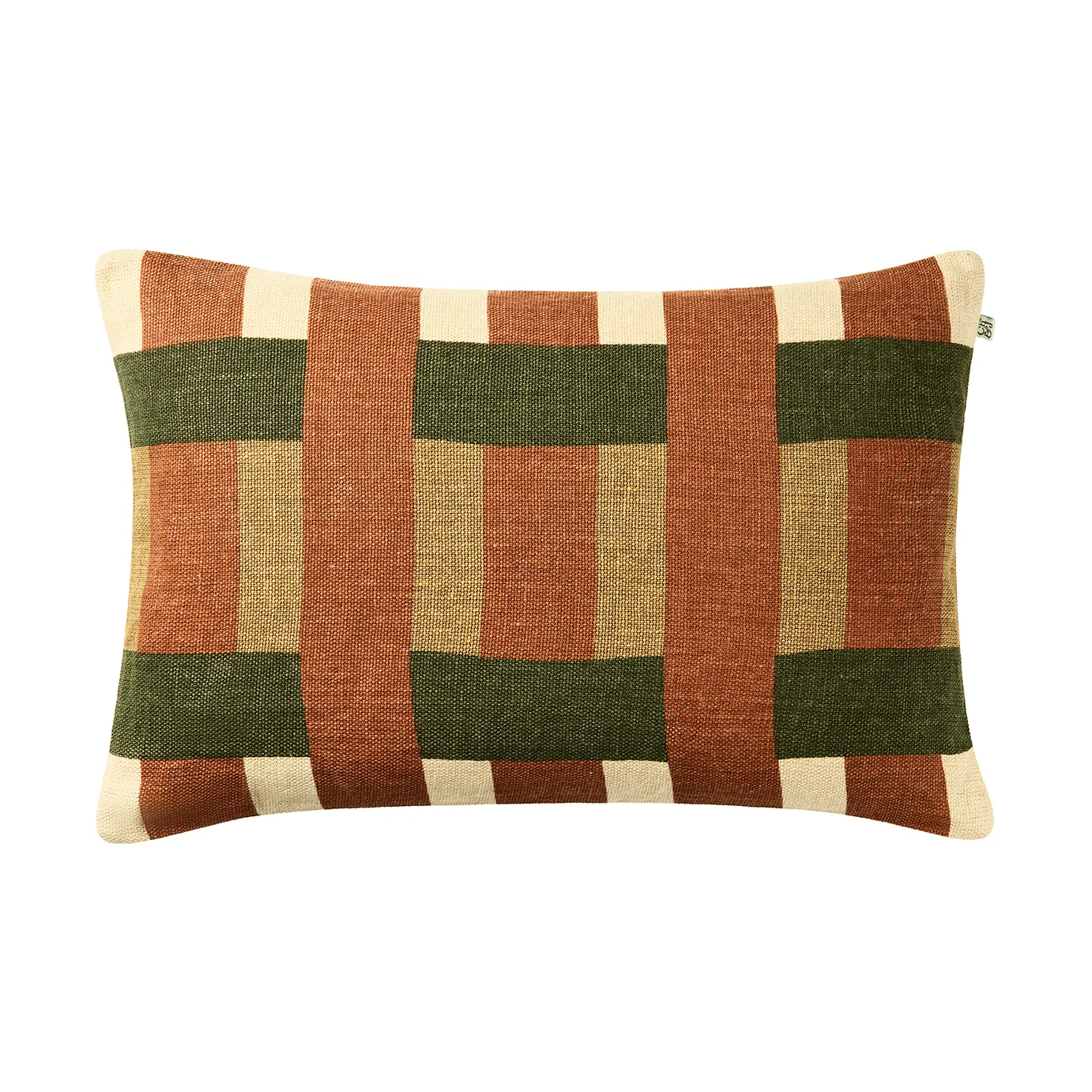 Benaras Kissenbezug, Apricot Orange-Khaki-Cactus Green, 40x60 cm Chhatwal & Jonsson