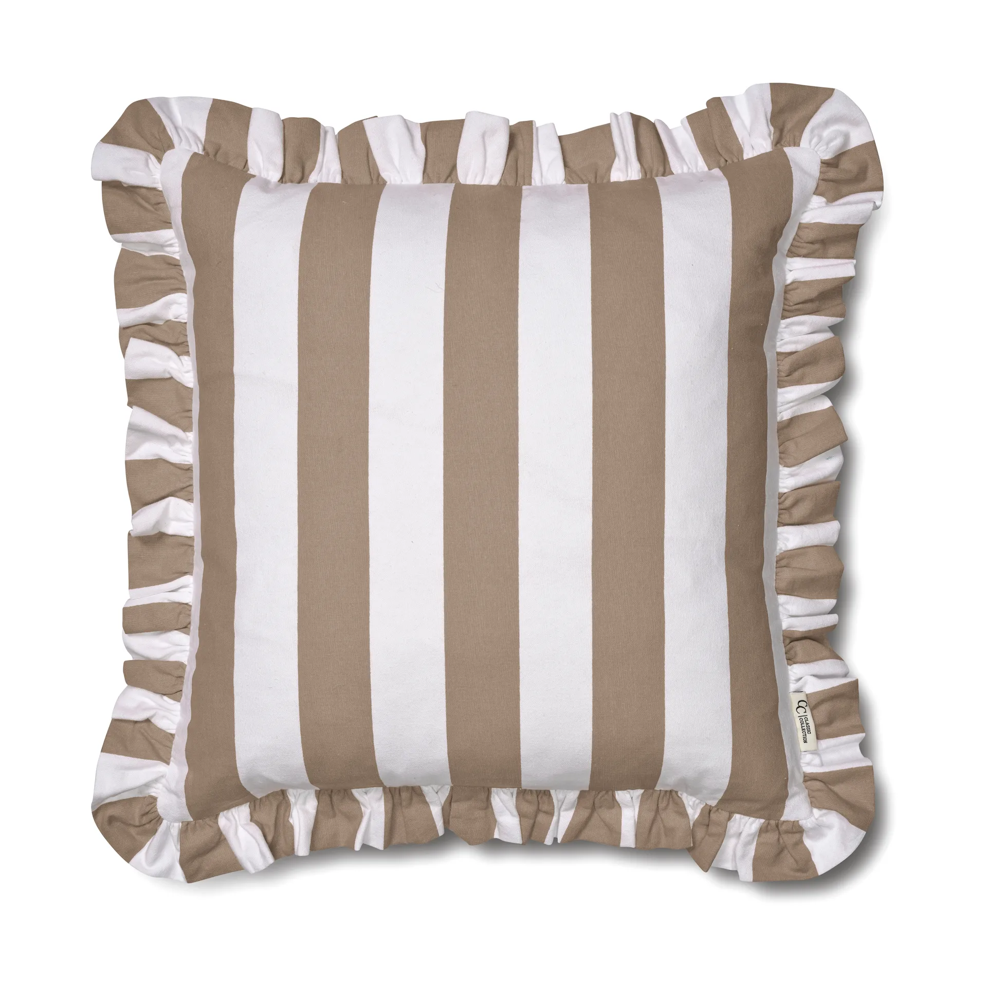 Ruffle Stripes Kissenbezug 50x50 cm, Beige Classic Collection