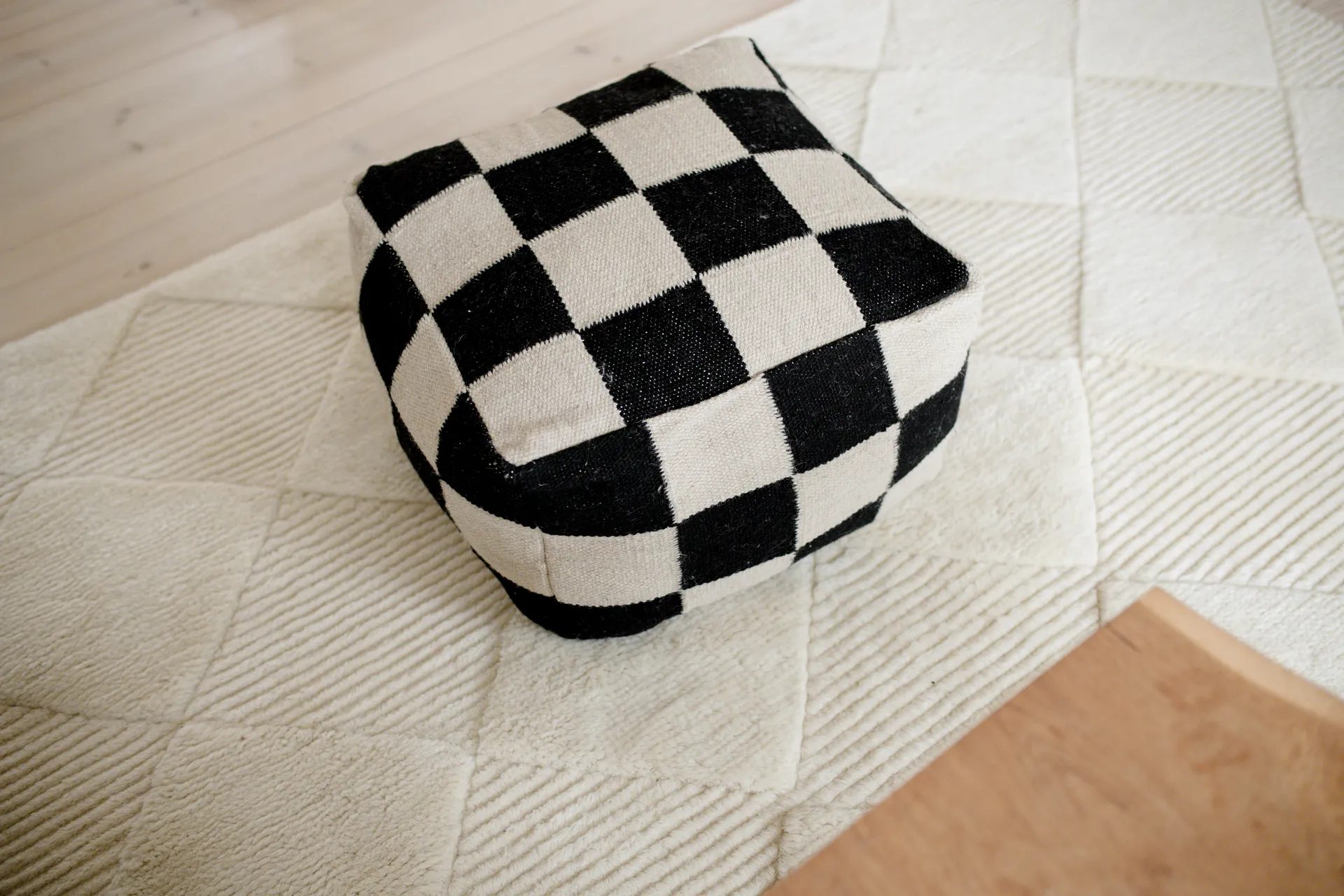 Square Pouf 50x50 cm, Schwarz-natur Classic Collection