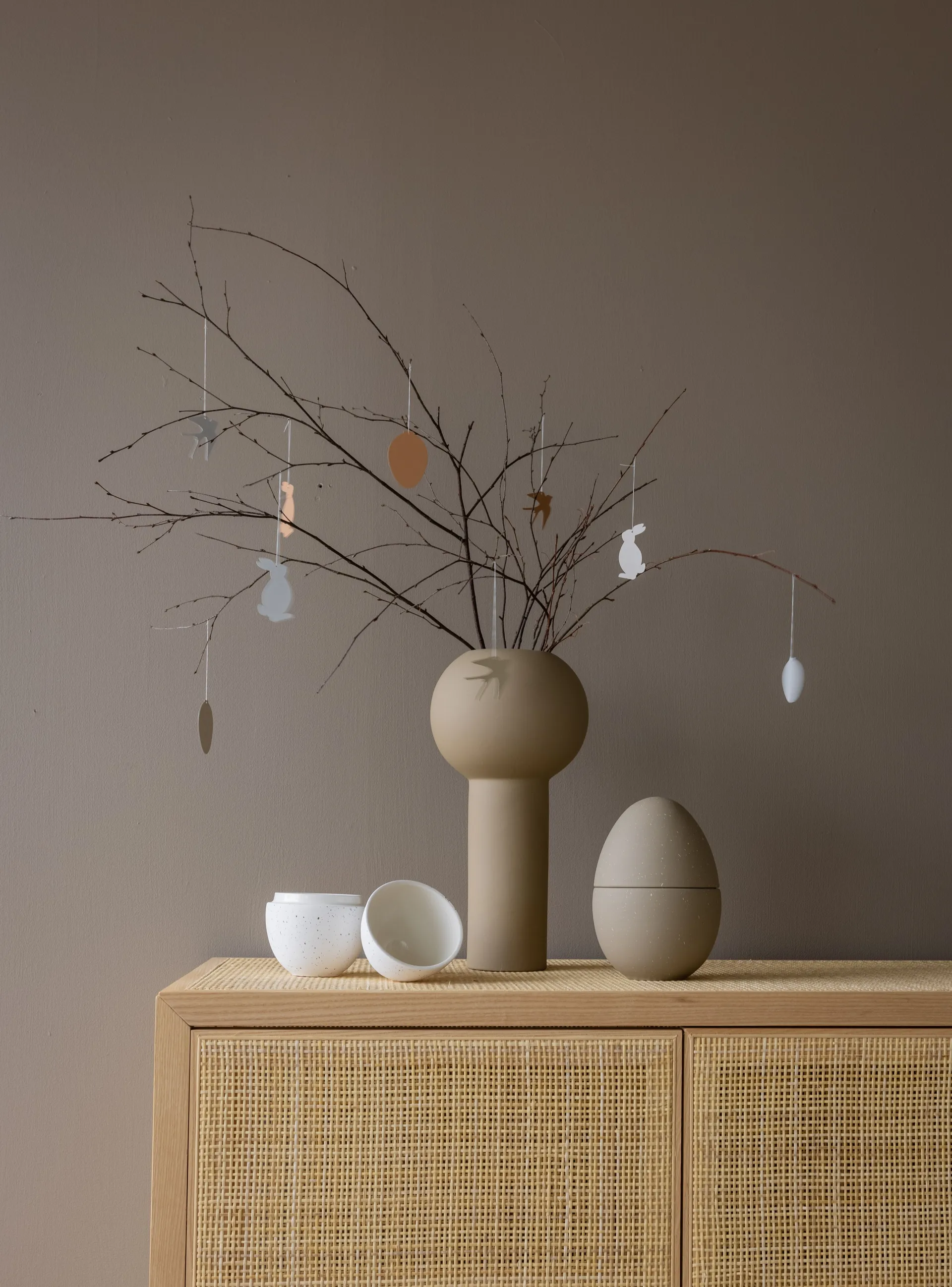 Easter Deco Vogel Osteranhänger 4er Pack, Cafe au lait Cooee Design