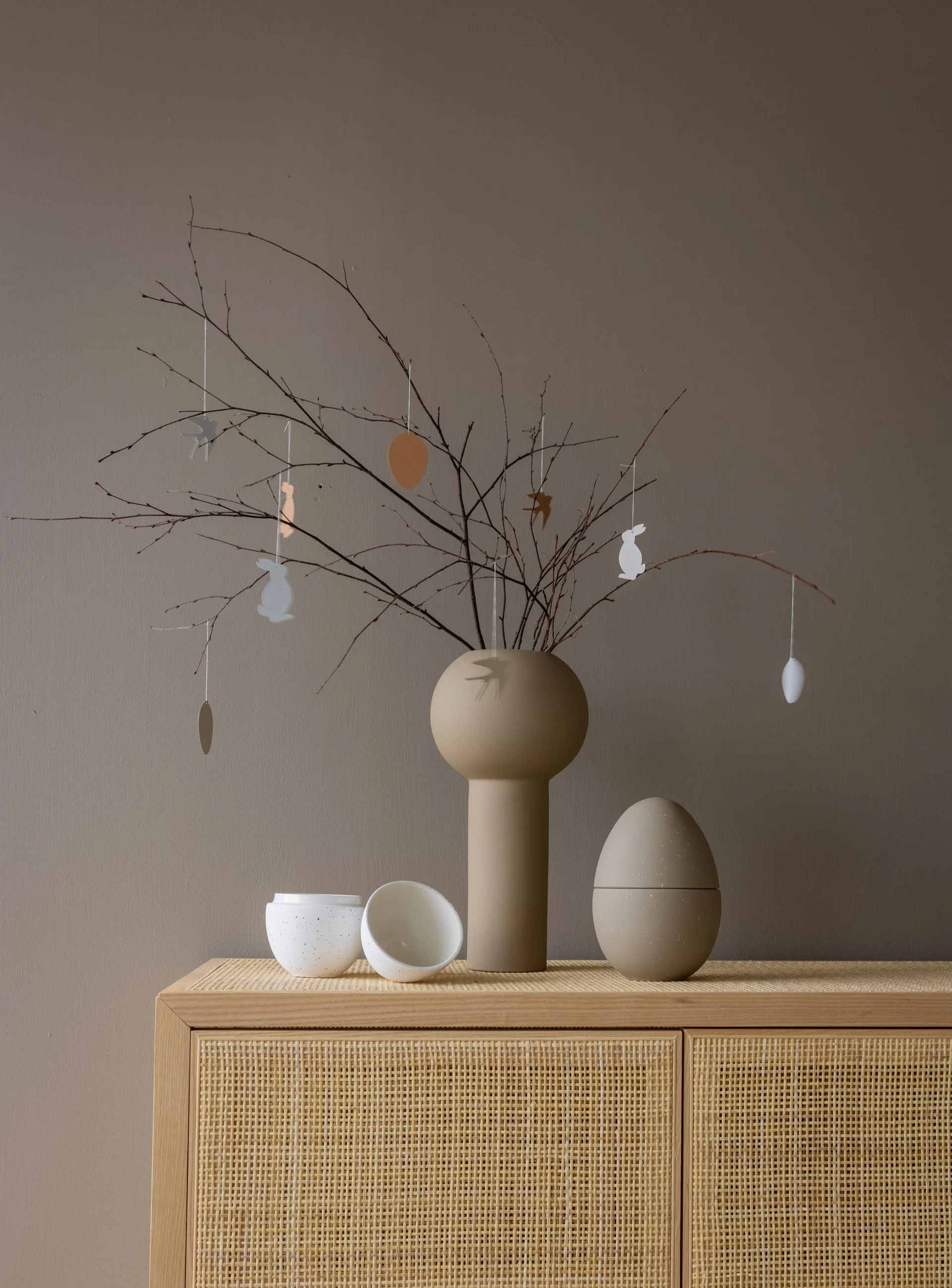 Easter Deco Vogel Osteranhänger 4er Pack, Sand Cooee Design