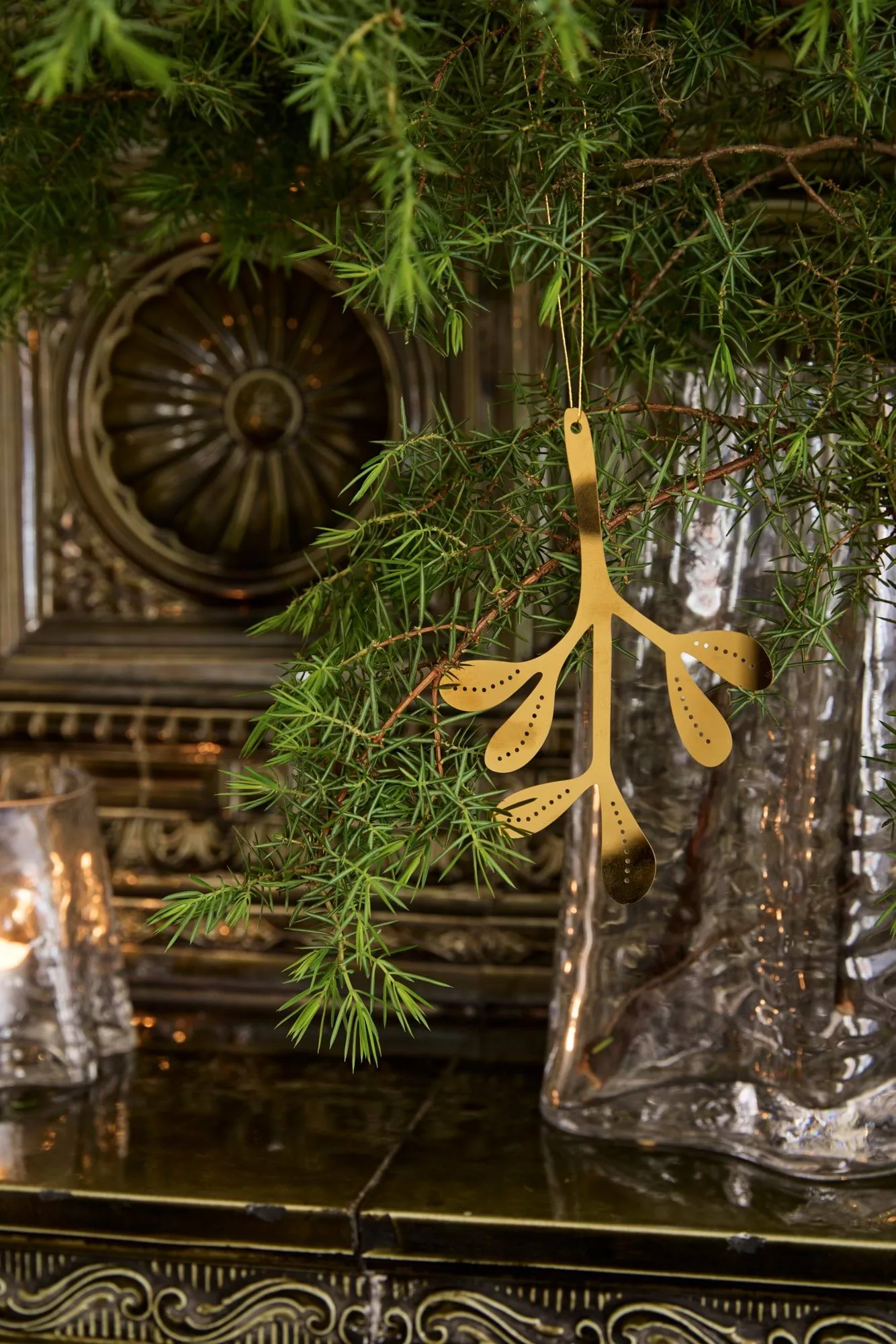 Mistletoe Weihnachtsanhänger 2-teilig, Messing, 12 cm Cooee Design