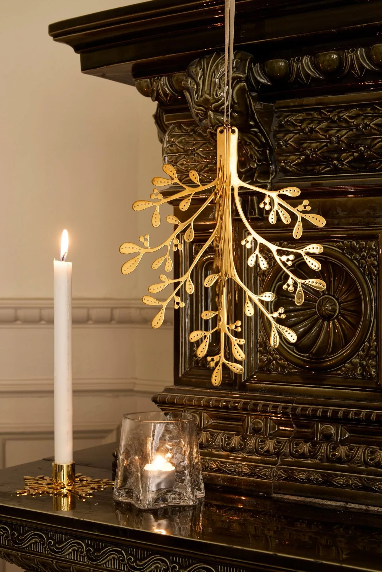 Mistletoe Weihnachtsanhänger 2-teilig, Messing 20 cm Cooee Design