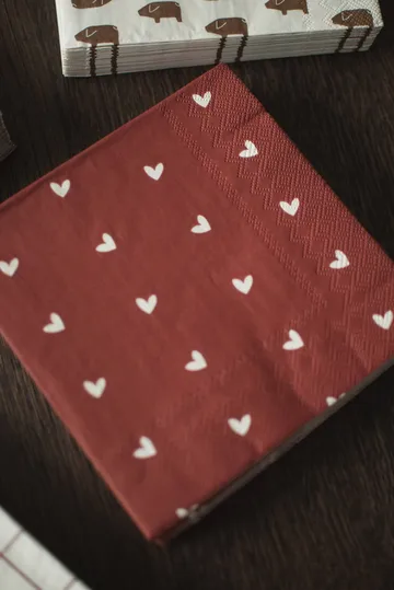 Heart Papierserviette 33x33 cm 20er-Pack - Dark red - DBKD