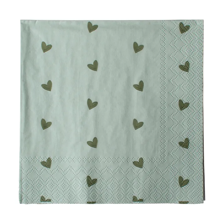 Heart Papierserviette 33x33 cm 20er-Pack - Green - DBKD