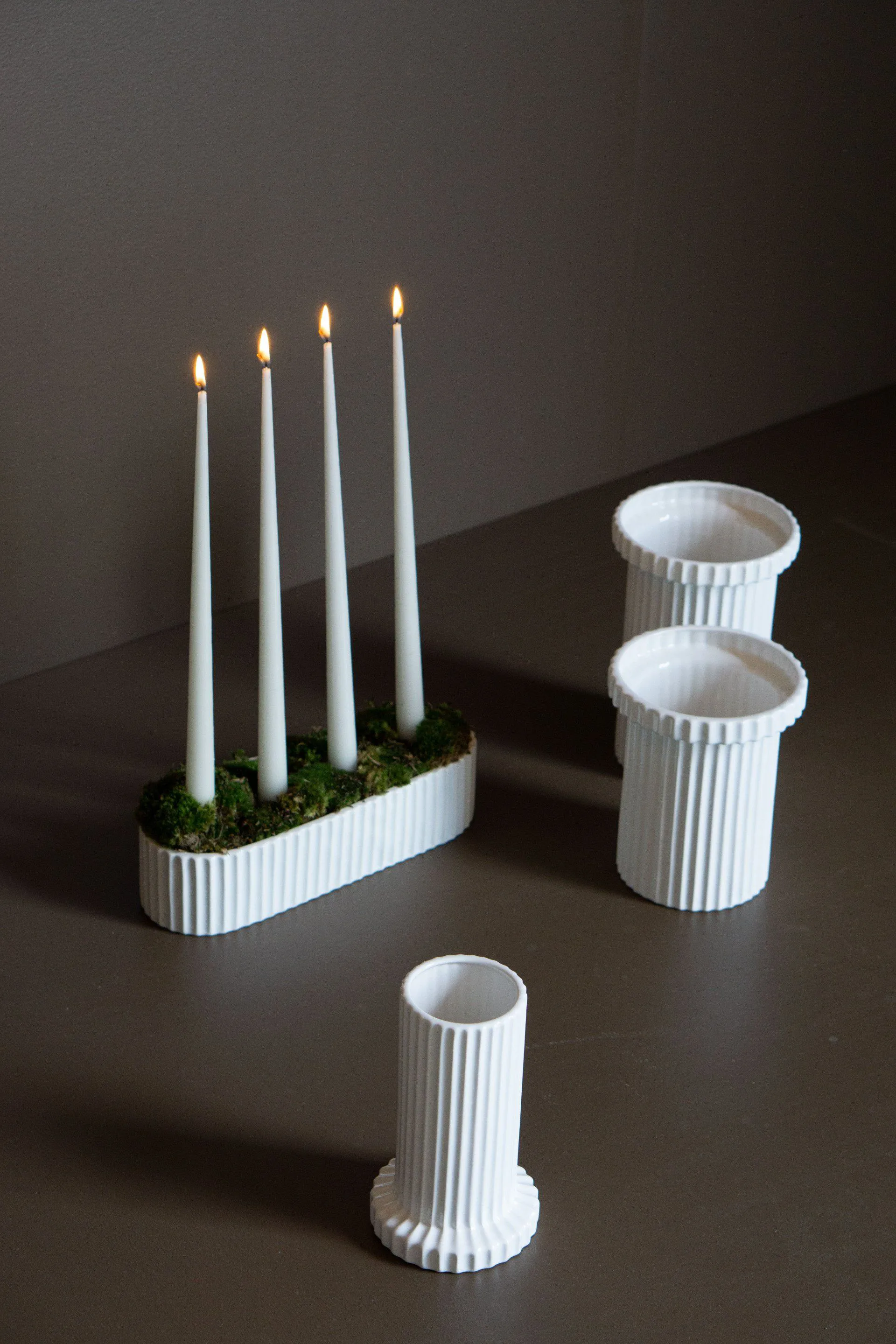 Stripe Vase 18cm, Shiny white DBKD