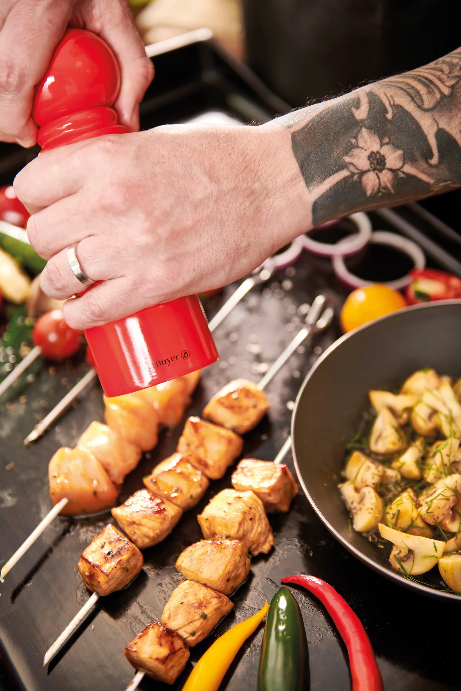 Rumba Salz- und Pfeffermühle Keramik 14cm, Dunkelbraun De Buyer