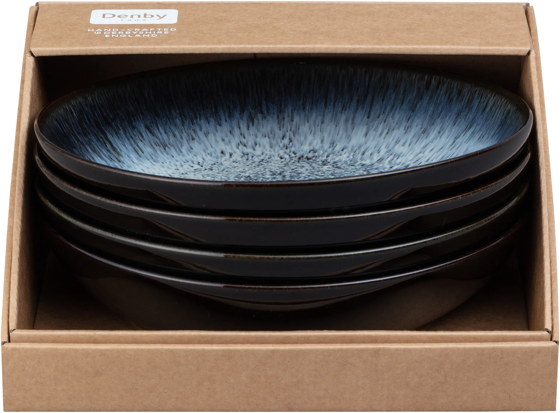 Halo Pastaschale 22cm 4er Pack, Blau-grau-schwarz Denby