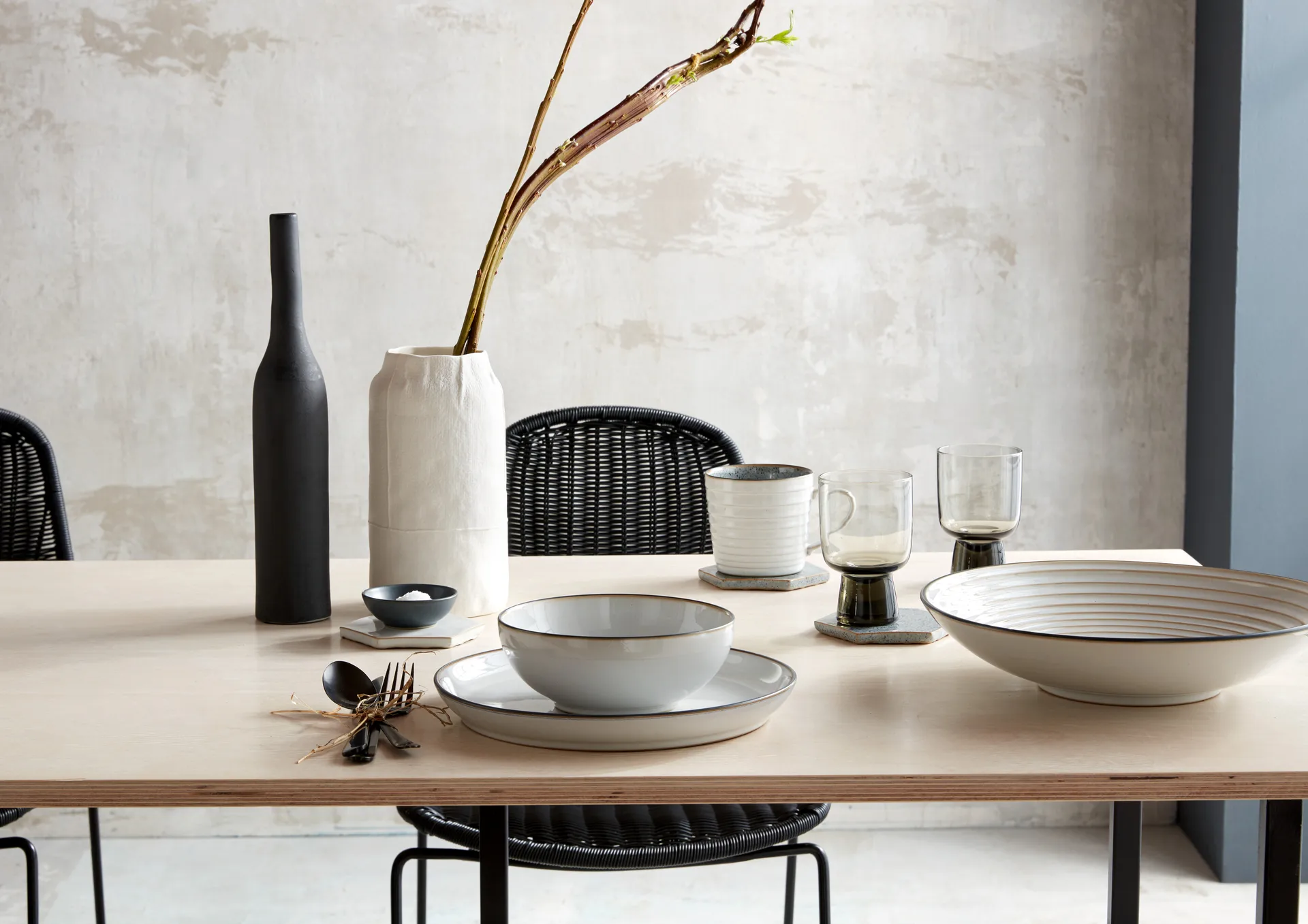 Studio Grey Tasse geriffelt 40cl, Quartz Denby