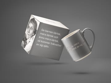 Astrid Lindgren Tasse, Give the children love - Grau-schwedisch - Design House Stockholm