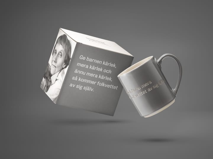 Astrid Lindgren Tasse, Give the children love, Grau-schwedisch Design House Stockholm