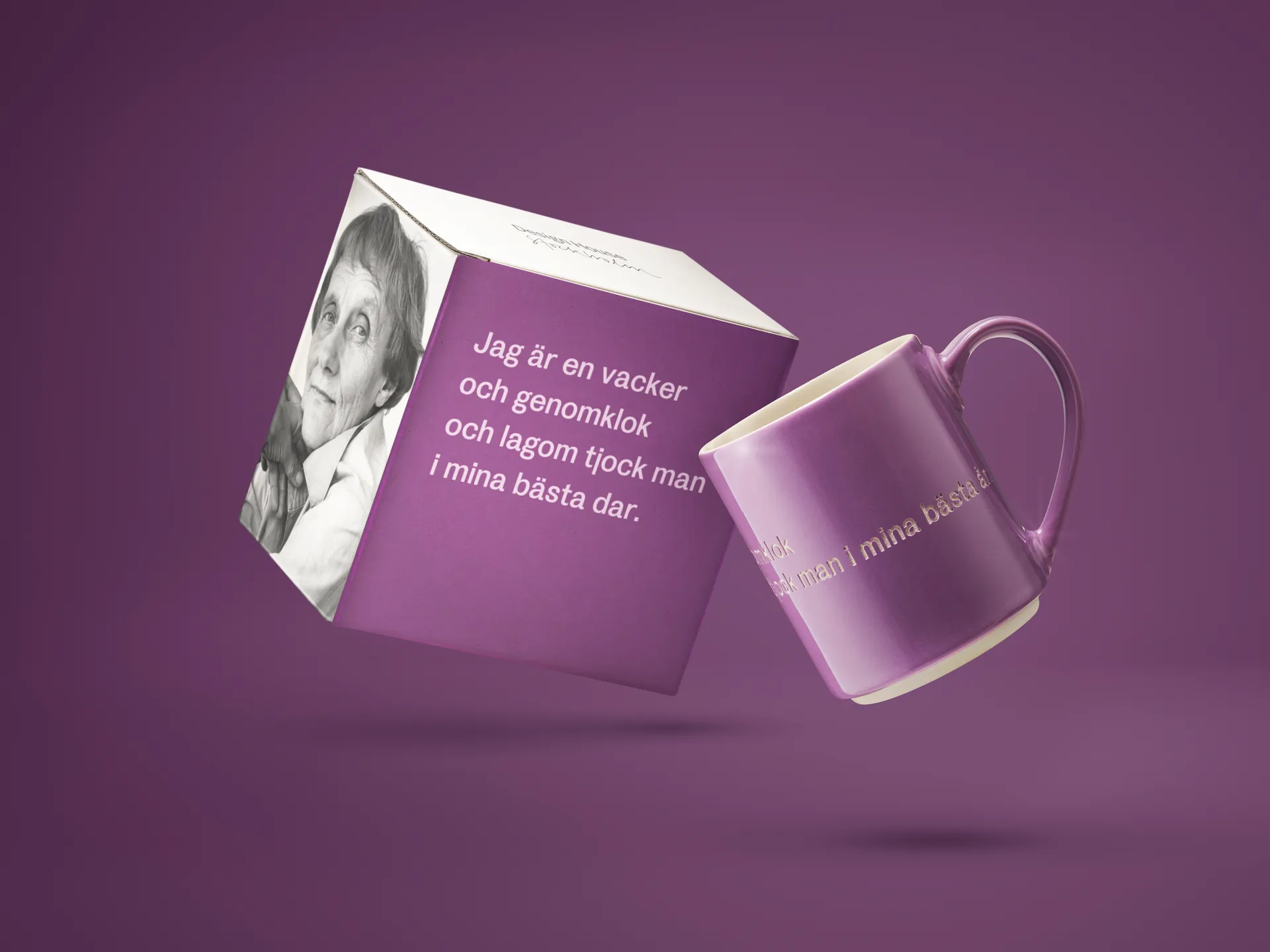 Astrid Lindgren Tasse, I am handsome, Lila-schwedisch Design House Stockholm