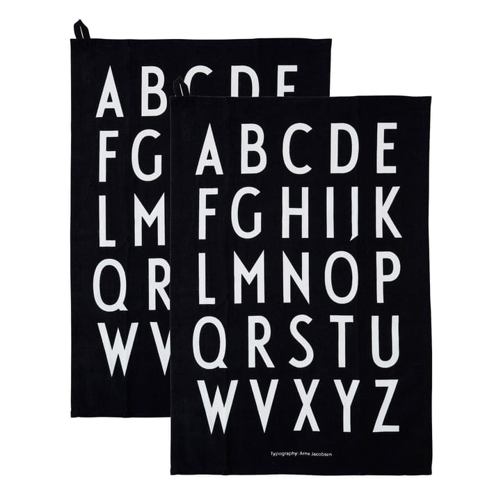 Design Letters Geschirrtuch 40 x 60cm 2er Pack, Schwarz Design Letters