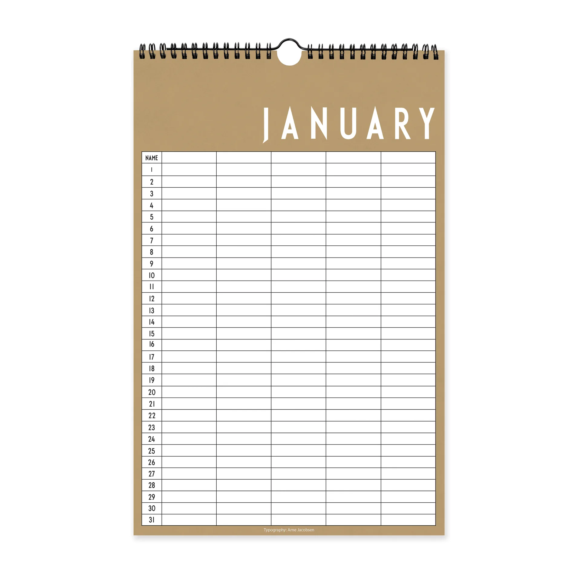 Design Letters Monatskalender, Beige Design Letters