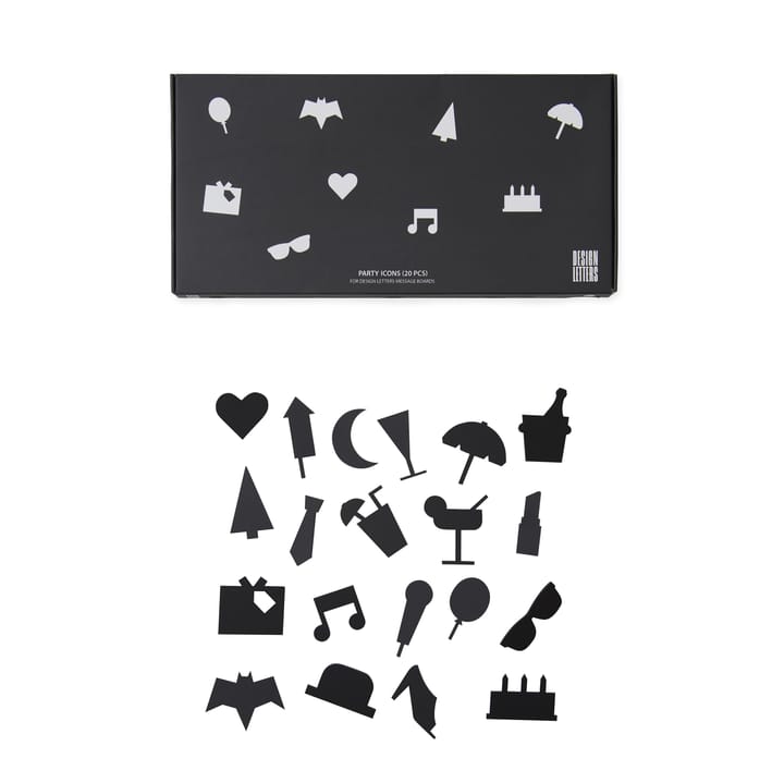 Party icons für Message Board 20 Teile, Schwarz Design Letters