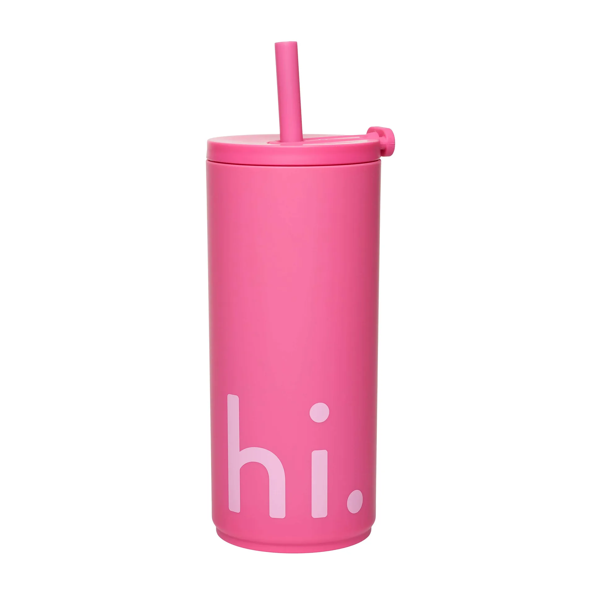 Travel Life Thermosbecher mit Strohhalm 50cl, Hi-cherry pink Design Letters