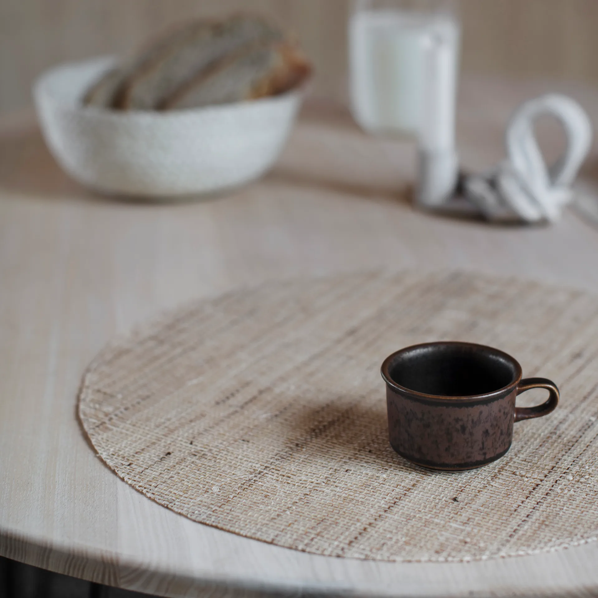Dixie Leinenplatzdecke rund, Natural Dixie