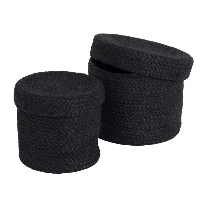 Elin Aufbewahrungskorb mit Deckel 2er-Pack, Schwarz Dixie