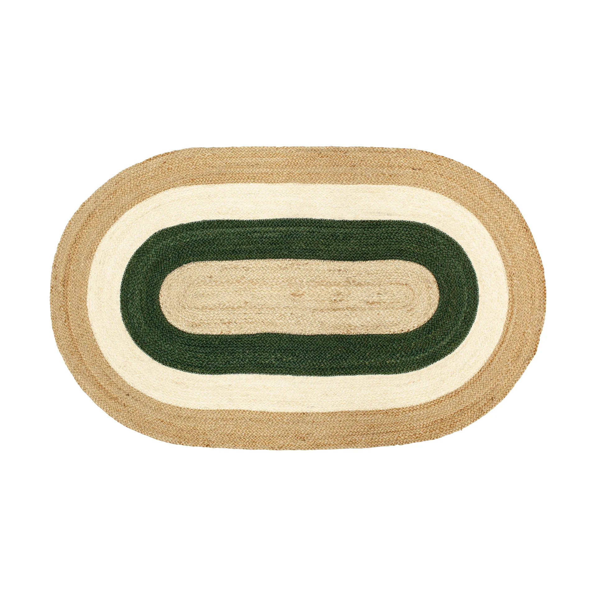Elin striped ovaler Juteteppich 92x150cm, Green Dixie