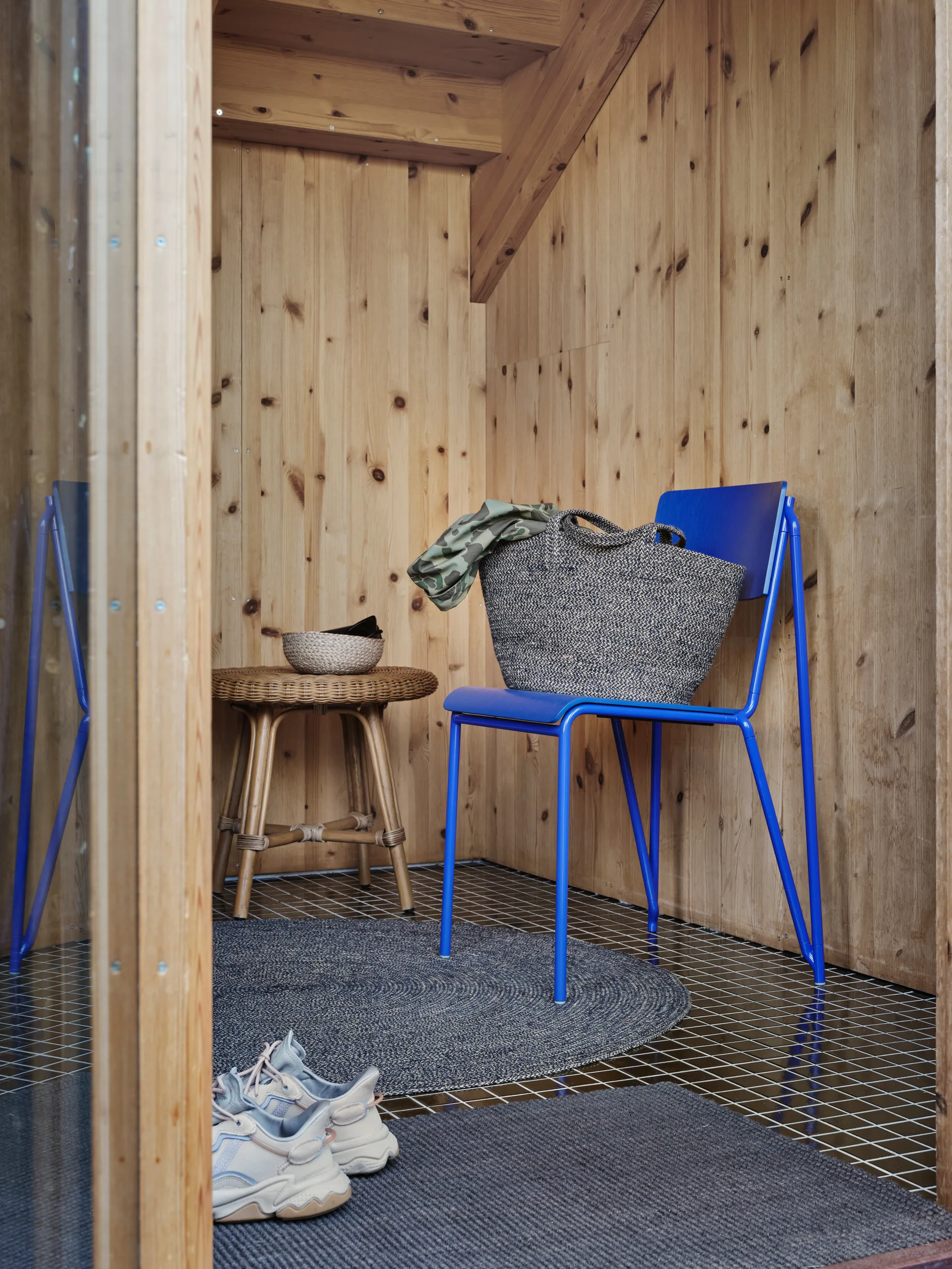 Ella Teppich Ø125cm, Schwarz-natur Dixie