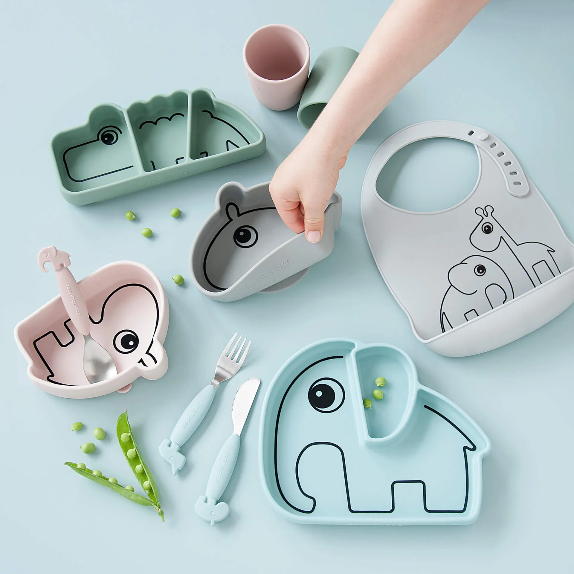 Croco Stick&Stay Kinderteller 9x21 cm, Green Done by deer