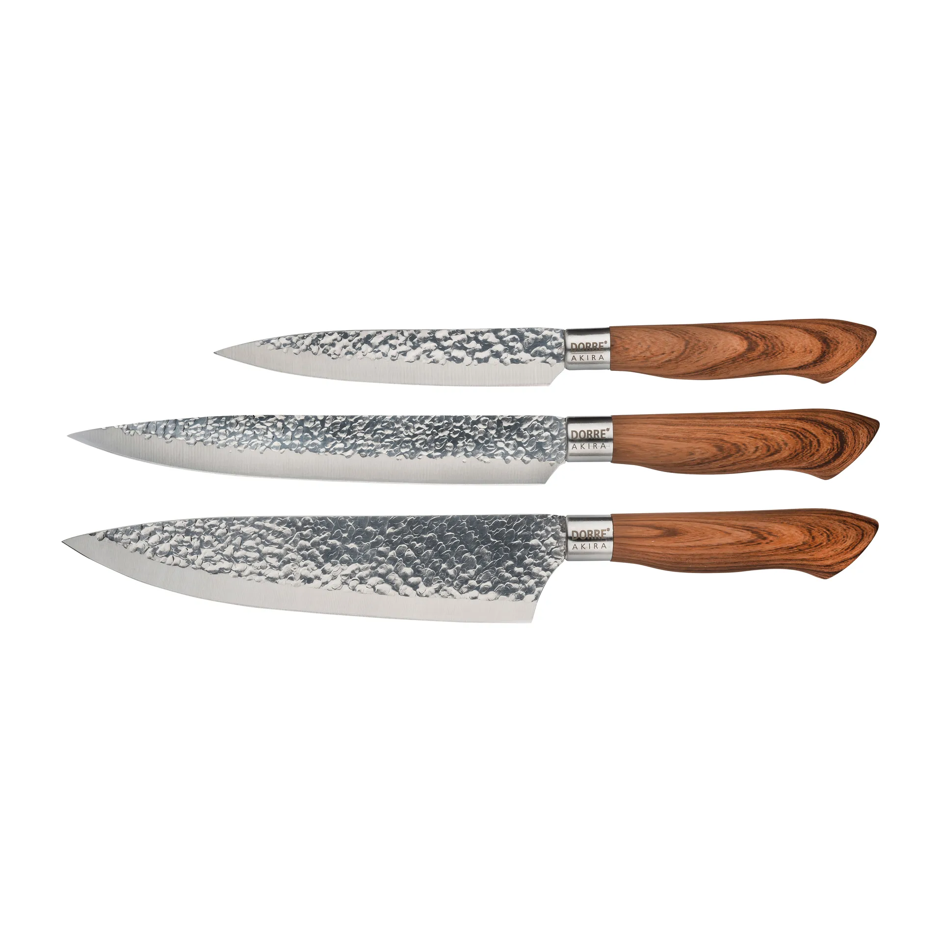 Akira Messerset aus Edelstahl 3 Messer, Braun Dorre